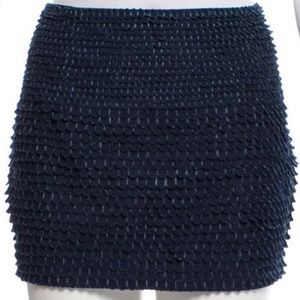 Haute Hippie Navy Scalloped Mini Skirt